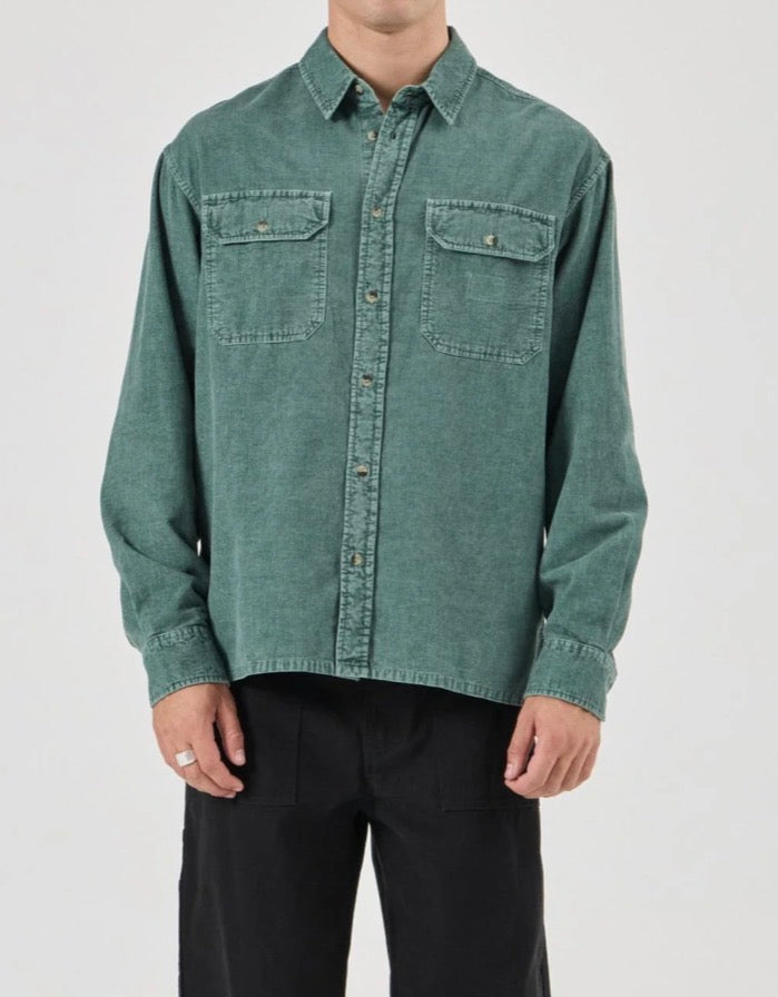Rolla’s Grid Cord LS Shirt - PINE