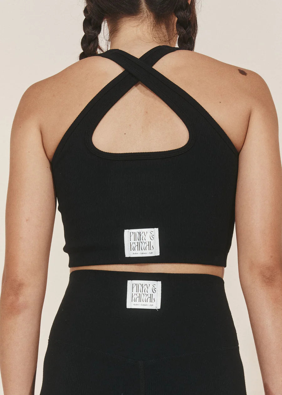 Pinky & Kamal Criss Cross Crop - BLACK