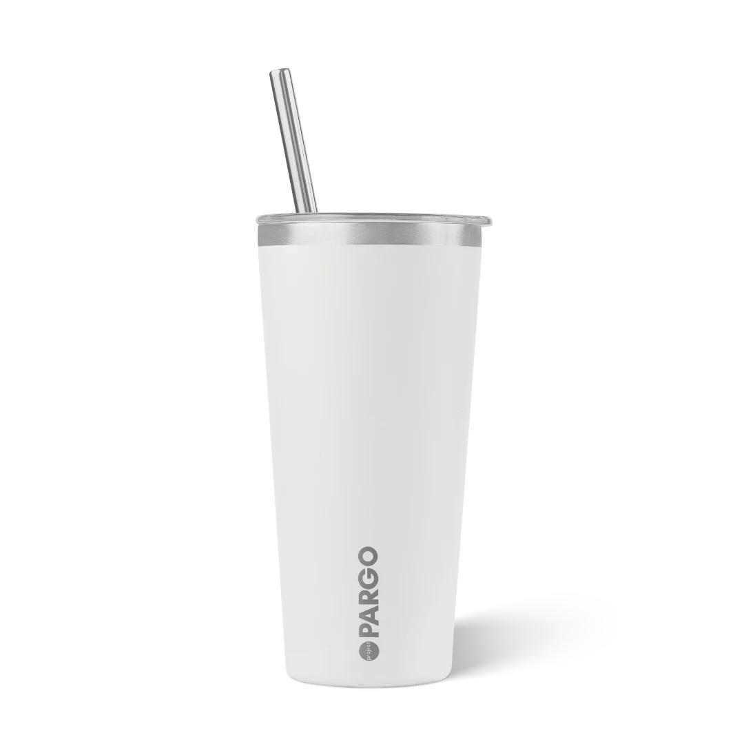 Pargo 20oz Insulated Cup with Straw - WHITE