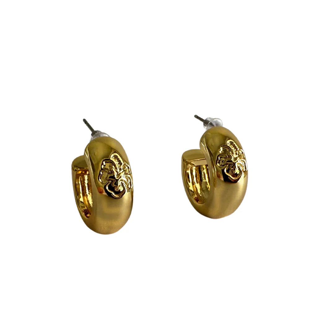 Briwok Hibiscus Hoop Earring - GOLD