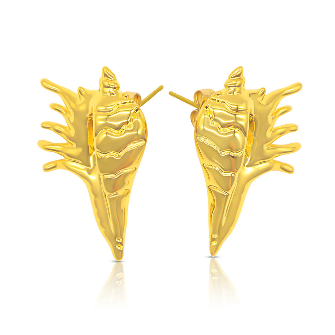 Briwok Spike Shell Earrings - GOLD