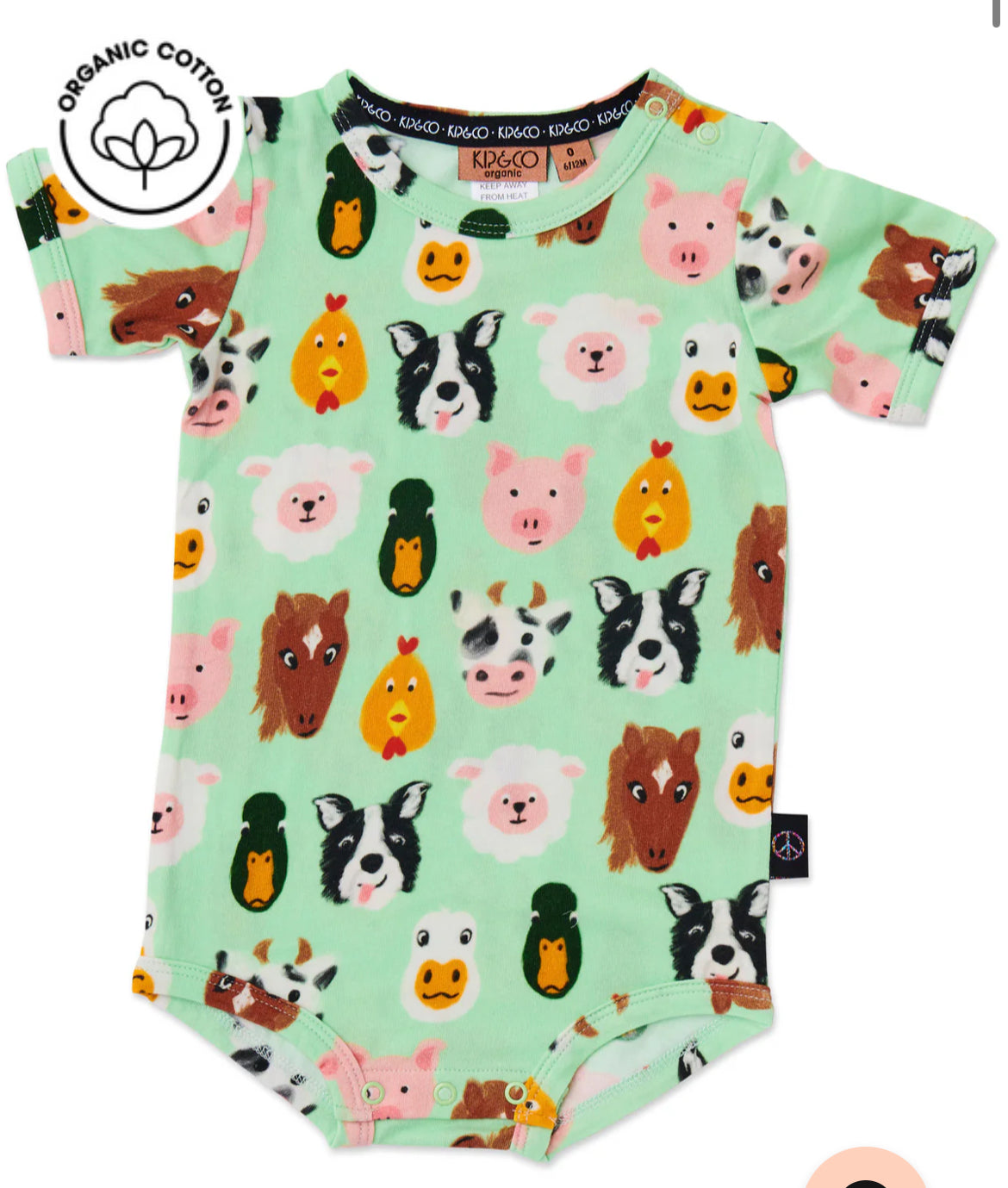 Kip & Co Farm Friends Organic Short Sleeve Romper