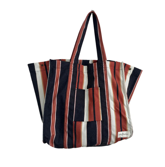 Salty Shadows Beach Bag - BROWN STRIPE