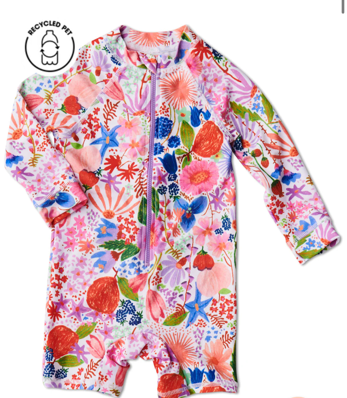 Kip & Co Meandering Meadow Baby Long Sleeve Zip Bathers