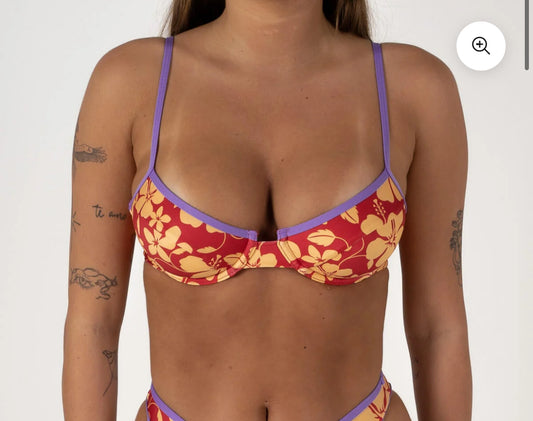 Inner Realm Goodluck Bikini Bra Cup Top - ALOHA RED