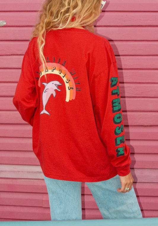 Atmosea Oversized Longsleeve Tee ‘Live Life With Porpoise’