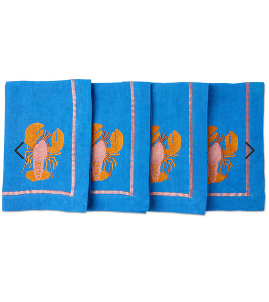 Kip & Co Lobster Embroidered 4P Napkin Set