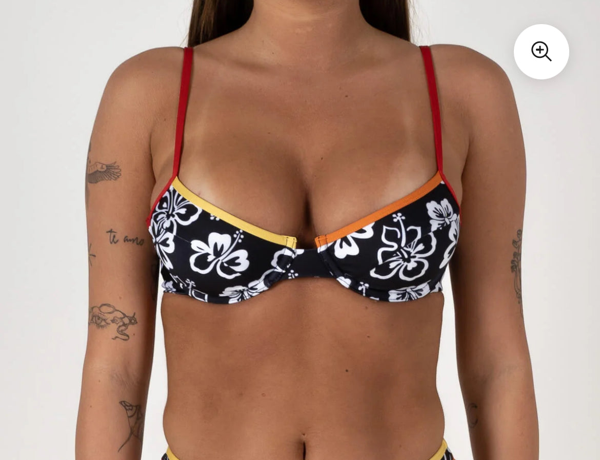 Inner Realm Goodluck Bikini Bra Cup Top - ALOHA BLACK