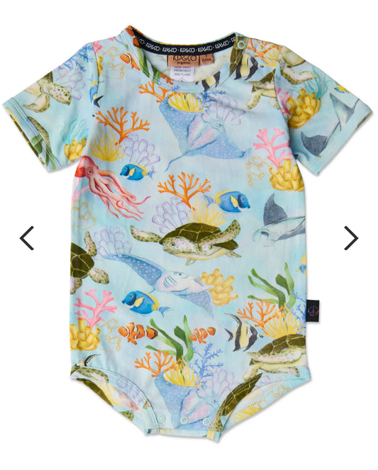 Kip & Co Reef Life Organic Short Sleeve Romper