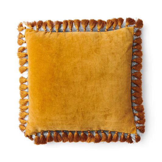 Kip & Co Pecan Velvet Tassel Cushion