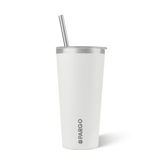 Pargo 20oz Insulated Cup with Straw - WHITE