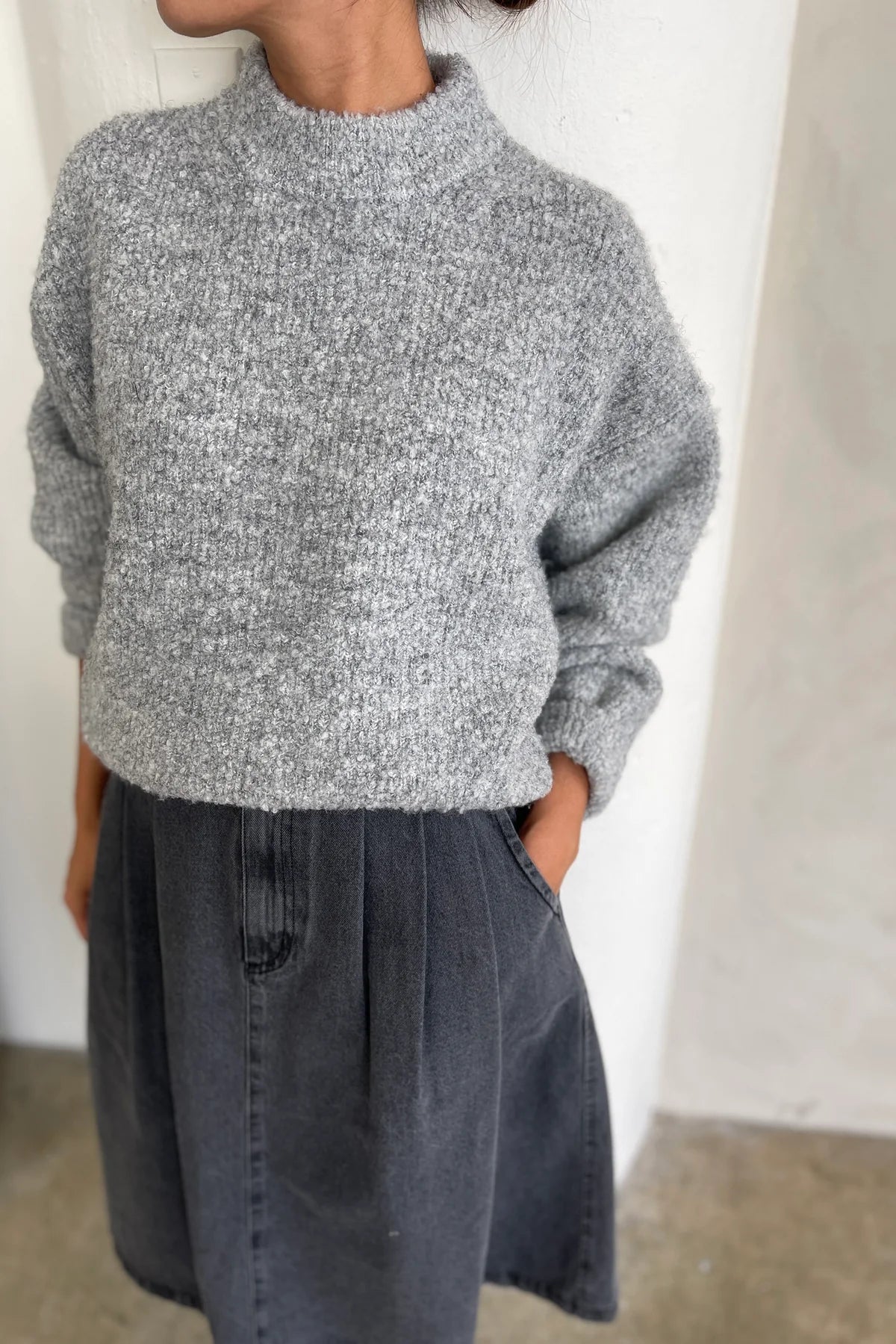 Le Bon Shoppe Elise Sweater - HEATHER GREY