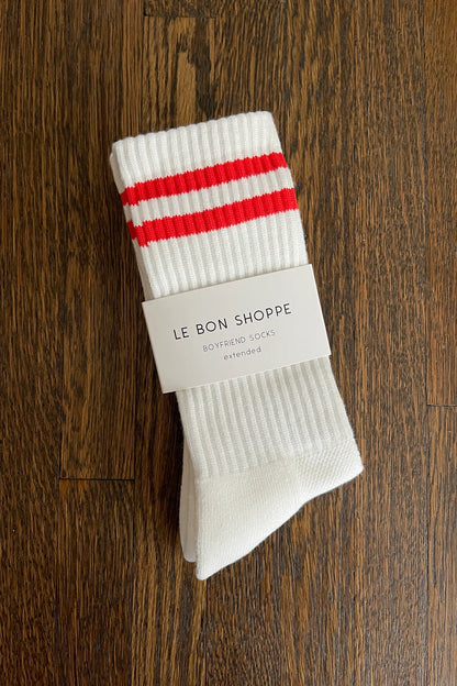 Le Bon Shoppe Extended Boyfriend Socks - CLEAN WHITE