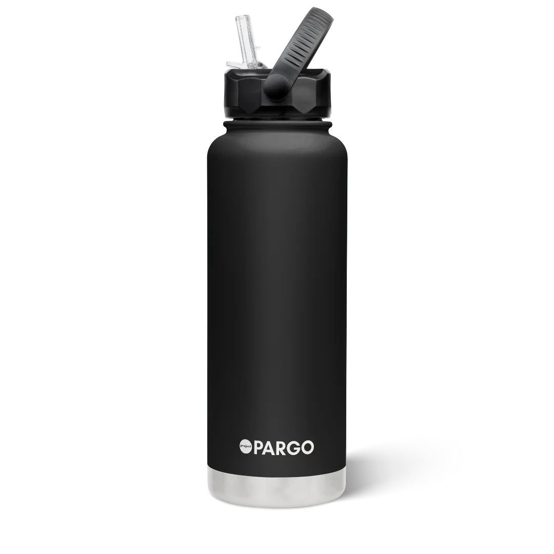 Pargo 1200ml Insulated drink bottle with straw - MIDNIGHT BLACK