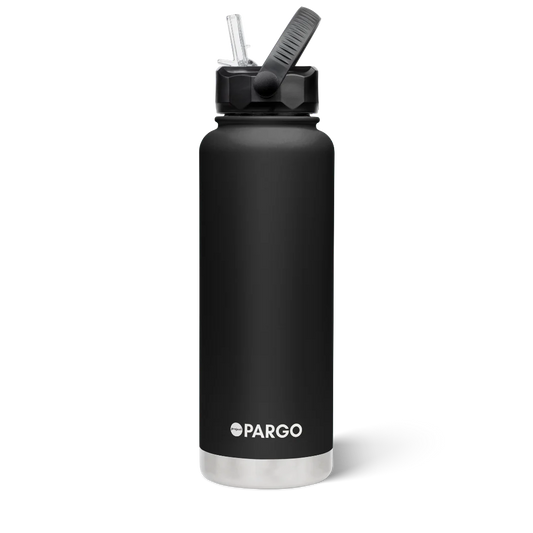 Pargo 1200ml Insulated drink bottle with straw - MIDNIGHT BLACK