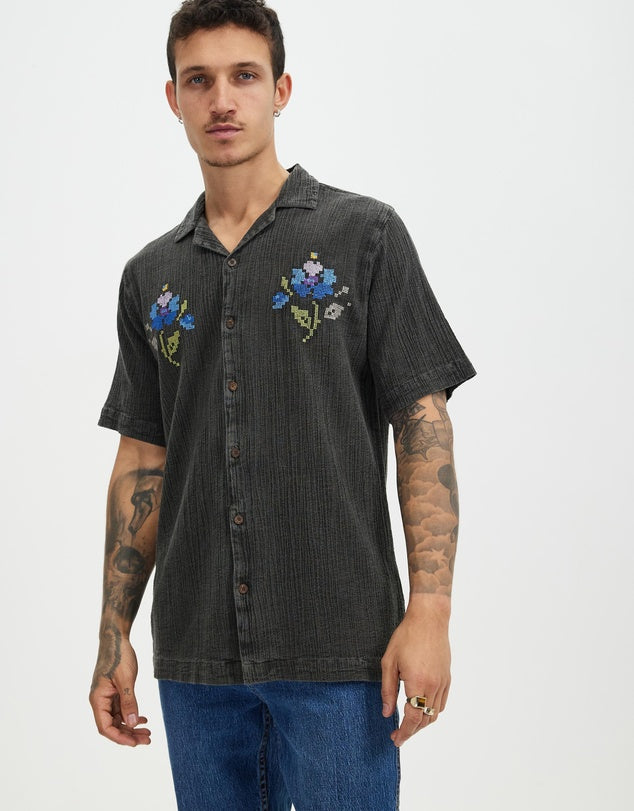 Rolla's Bowler Needle Point Shirt - BLACK