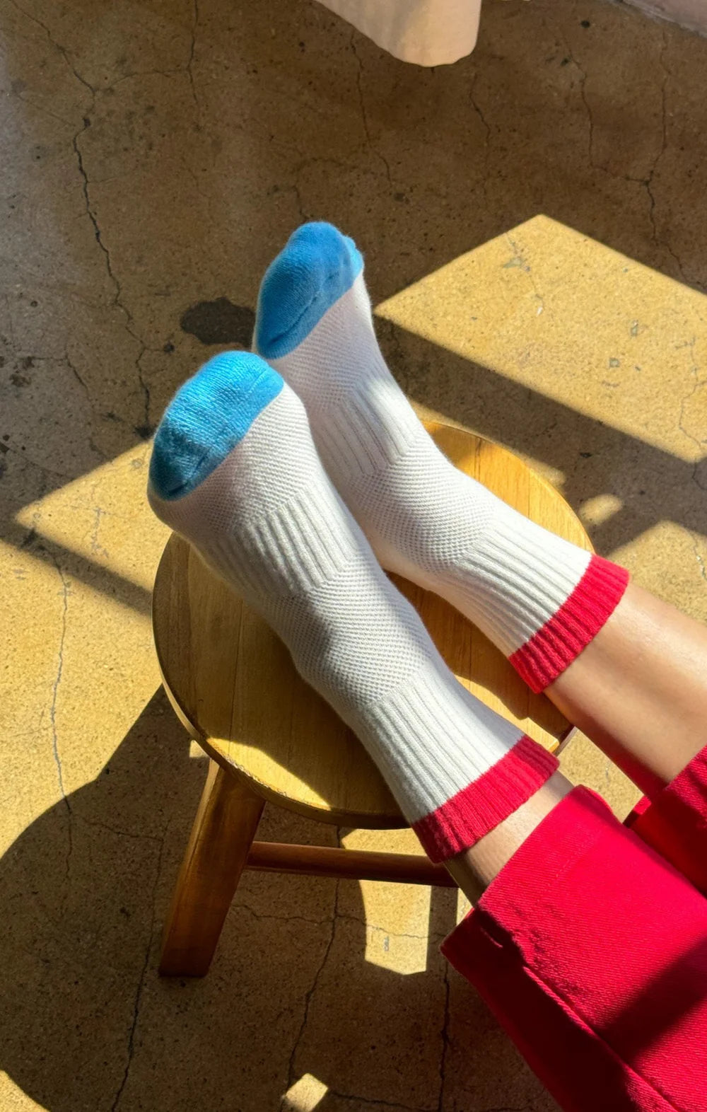 Le Bon Shoppe Colour Block Girlfriend Socks - BLUE RED