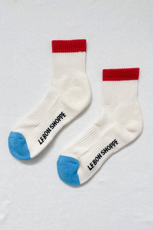 Le Bon Shoppe Colour Block Girlfriend Socks - BLUE RED