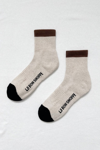 Le Bon Shoppe Colour Block Girlfriend Socks - BLACK COFFEE