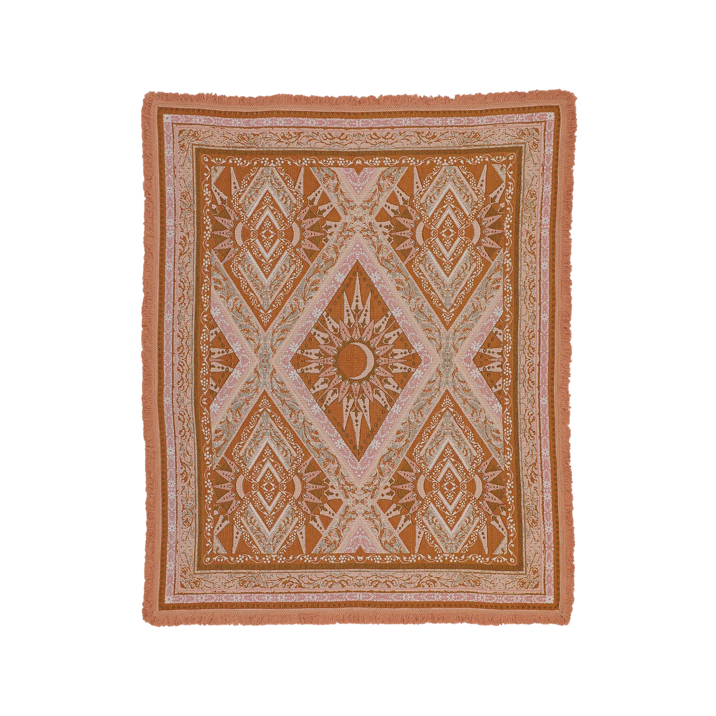 Wandering Folk Moonrise Throw - CORAL