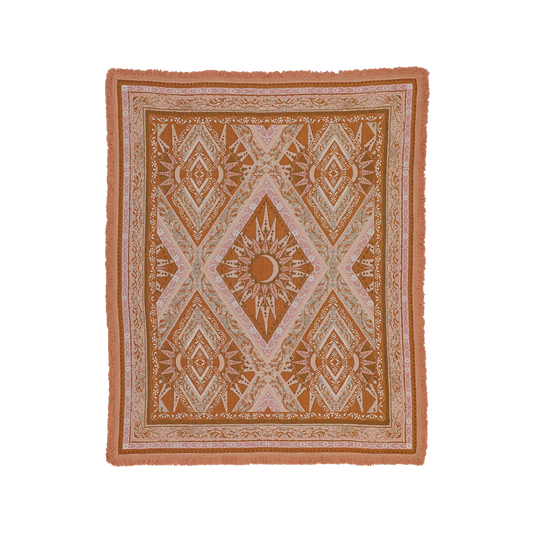 Wandering Folk Moonrise Throw - CORAL