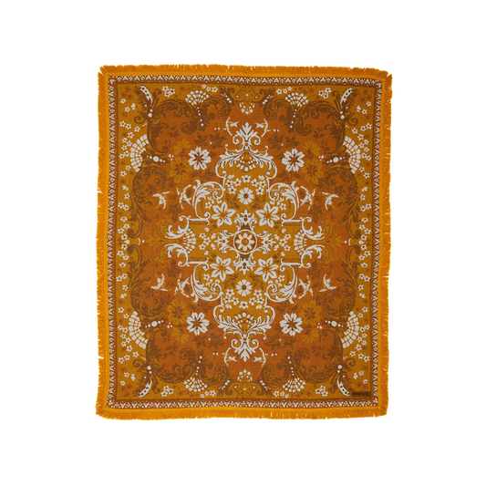 Wandering Folk Ornate Floral Throw - GINGER