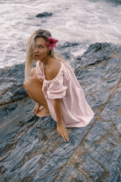 The Bare Road Chloe Dress - PINK GINGHAM
