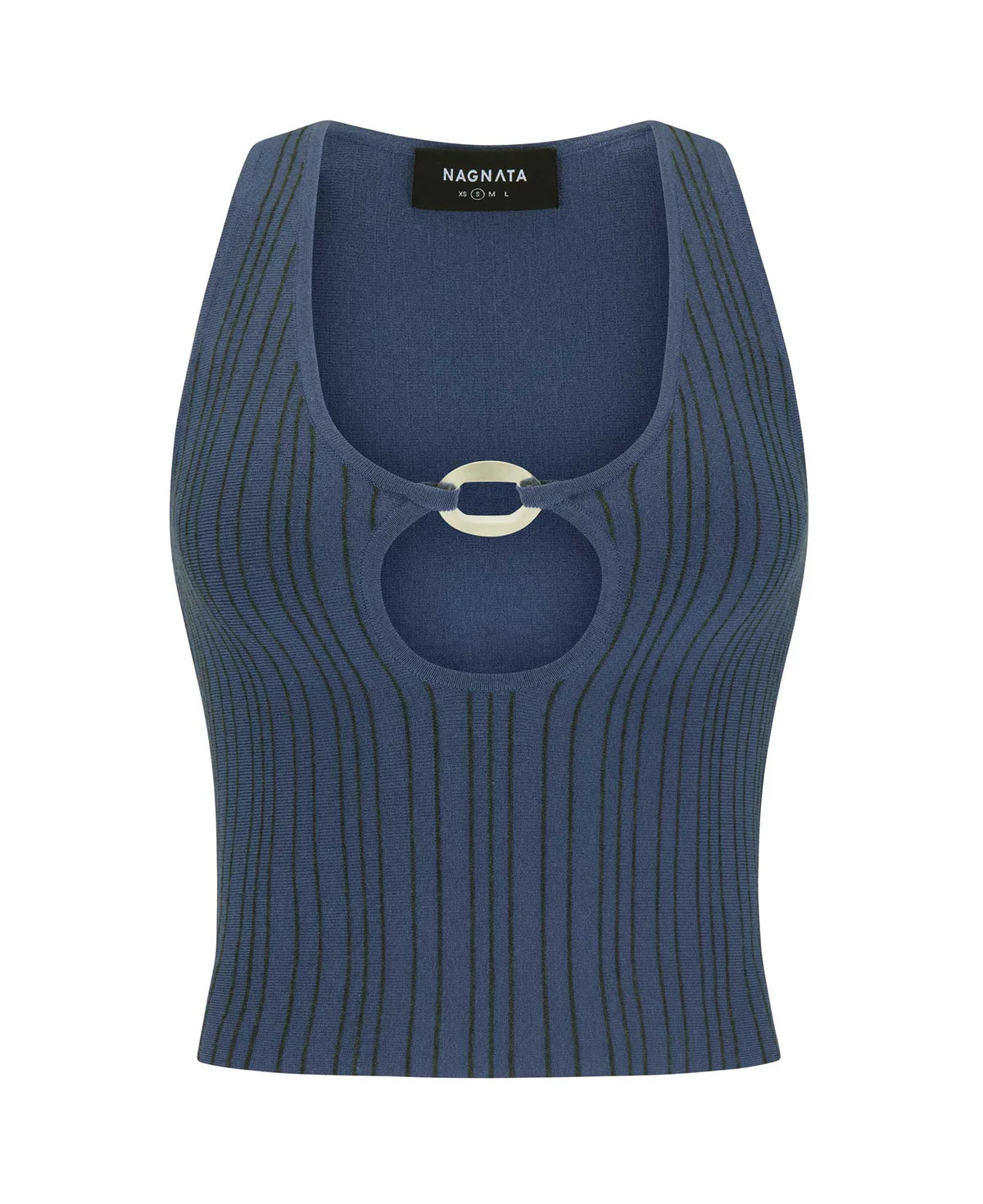 Nagnata Patty Pinstripe Wool Top - DENIM