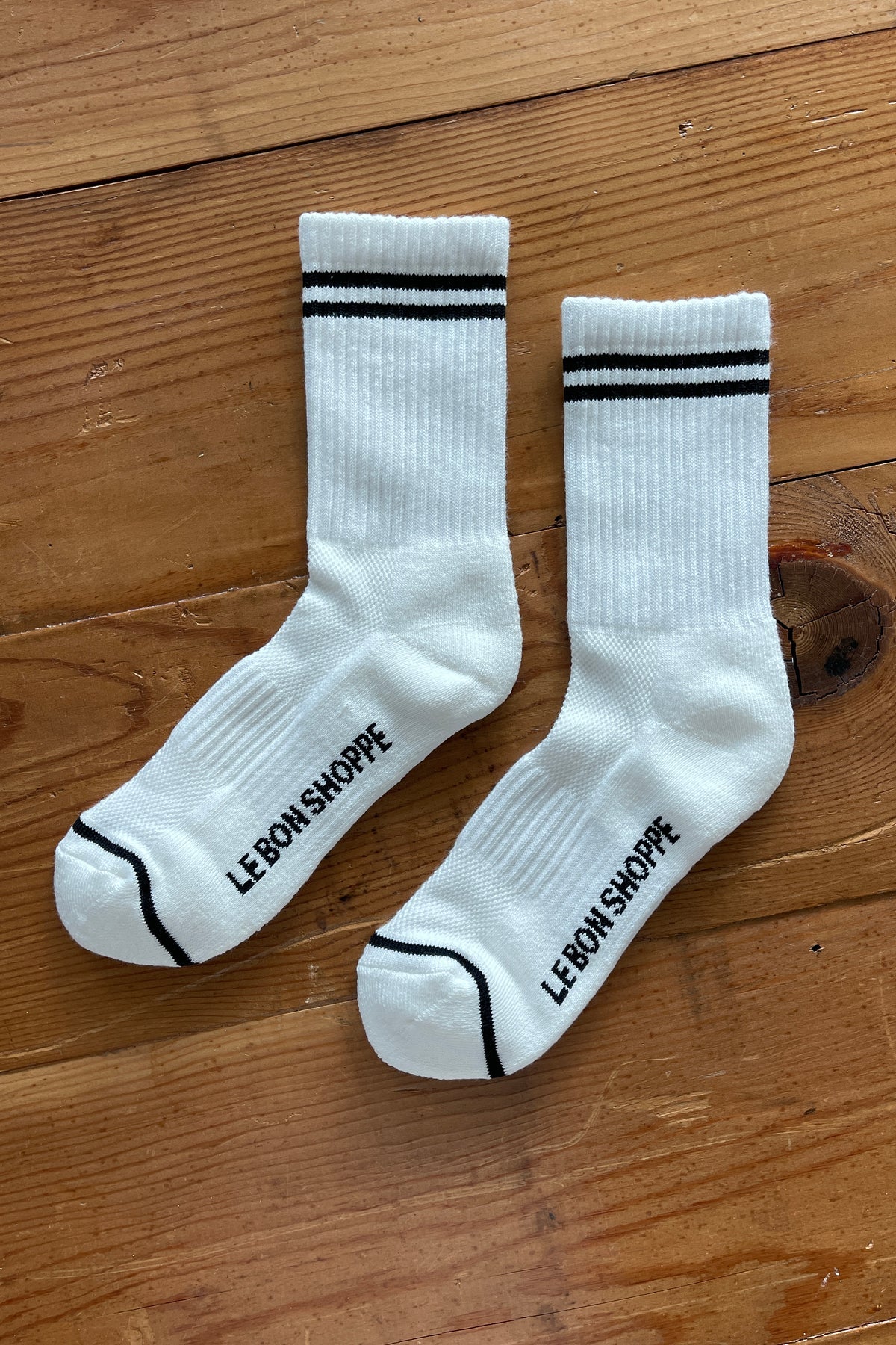 Le Bon Shoppe Boyfriend Socks - WHITE WITH BLACK STRIPE