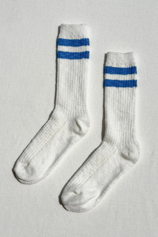 Le Bon Shoppe Cottage Socks - WHITE BLUE STRIPE VARSITY