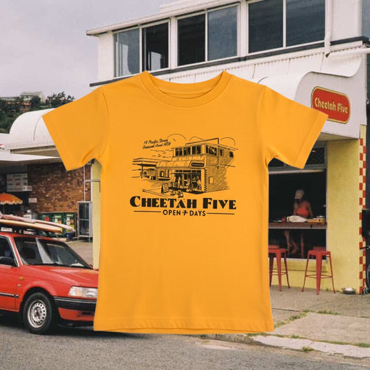 Cheetah Five Kids Shop Front Tee - ORANGE