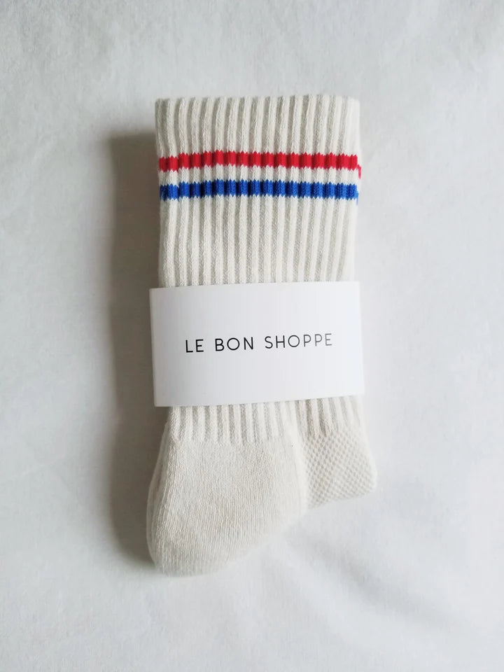 Le Bon Shoppe Boyfriend Socks - RED BLUE STRIPE