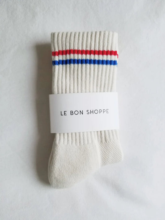 Le Bon Shoppe Boyfriend Socks - RED BLUE STRIPE