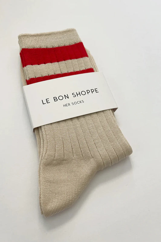 Le Bon Shoppe Her Varsity Socks - RED